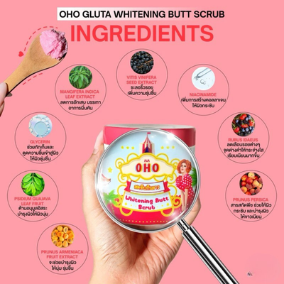 Applying OHO Whitening Scrub on body gently