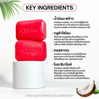 Lathering OHO Gluta Soap on body during shower
