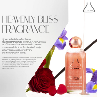 Peach nectar fragranced body oil with glow finish