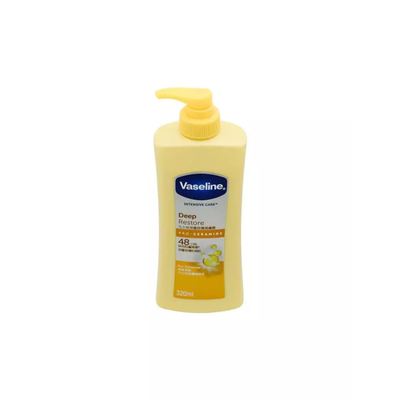 Close-up of Vaseline Deep Restore Pro-Ceramide bottle