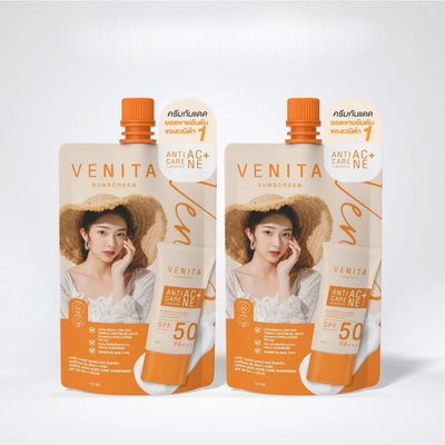 Three tubes of Venita Anti-Acne Sunscreen display
