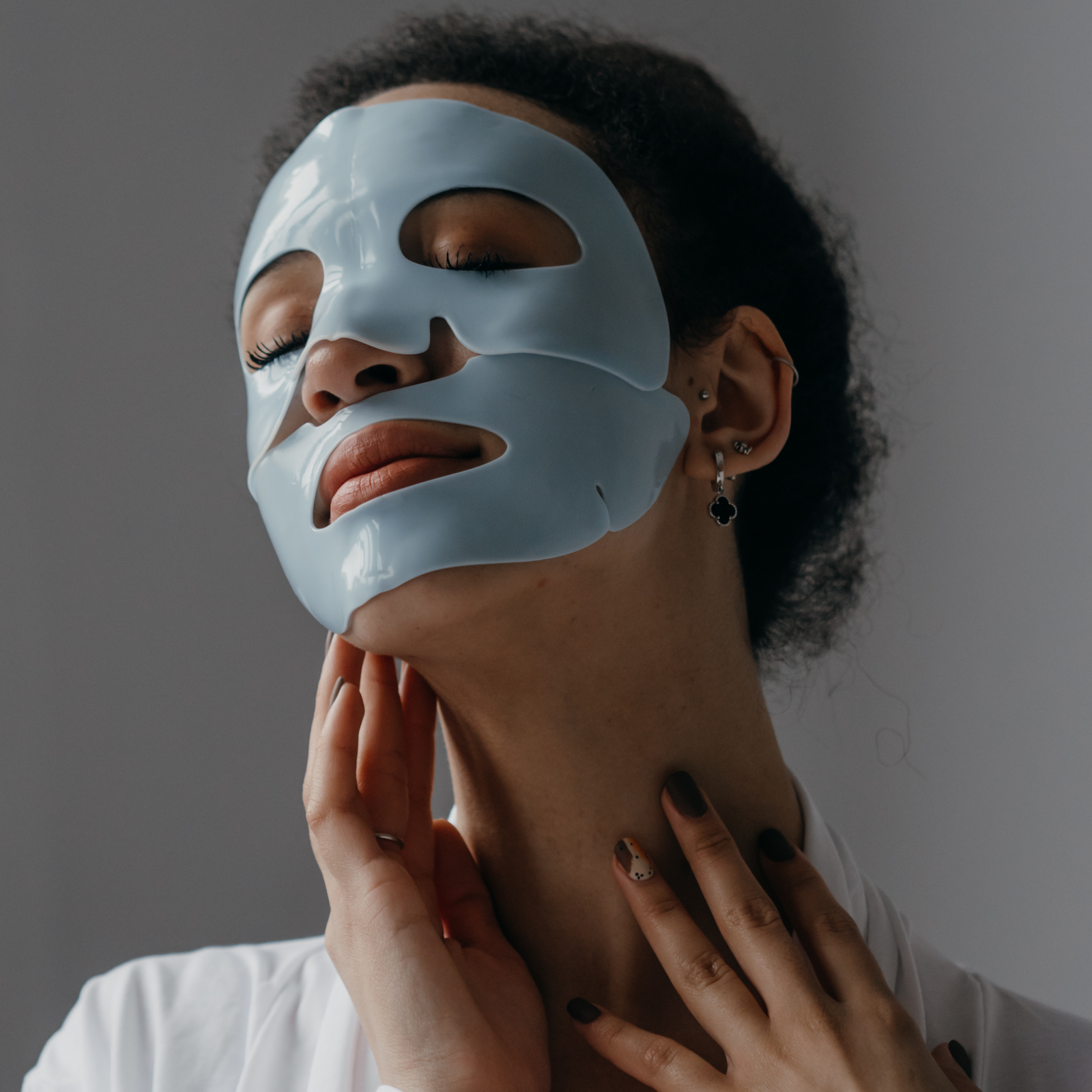 Face mask skincare products applied as part of a beauty routine