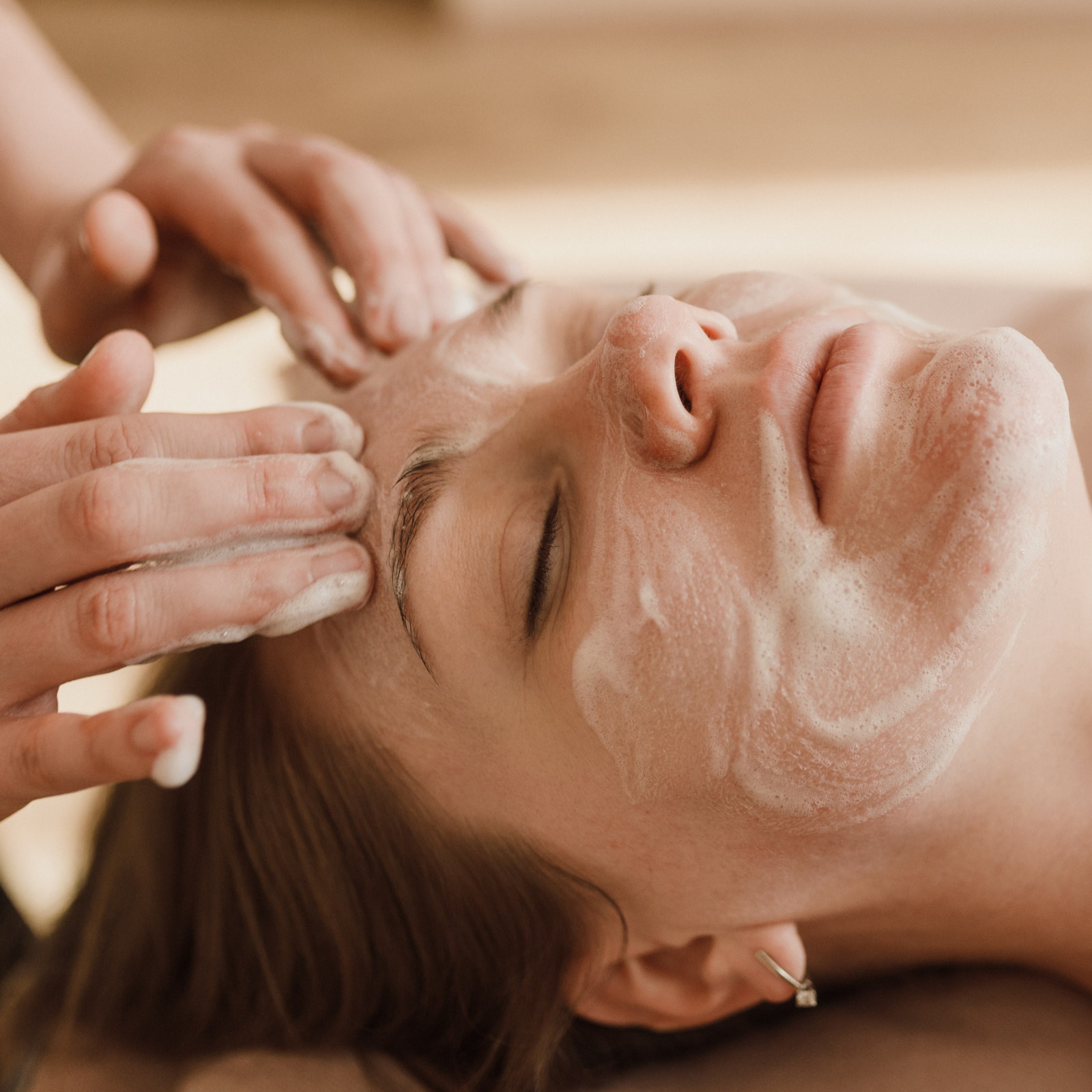 Facial skincare products used during a facial care routine