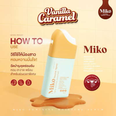 Close-up of Miko Secret Spray bottle