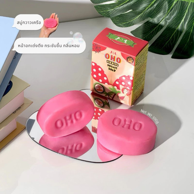 Embossed OHO detail on pink Firming Breast Soap