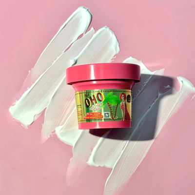 Red tub of OHO Soft White Cream