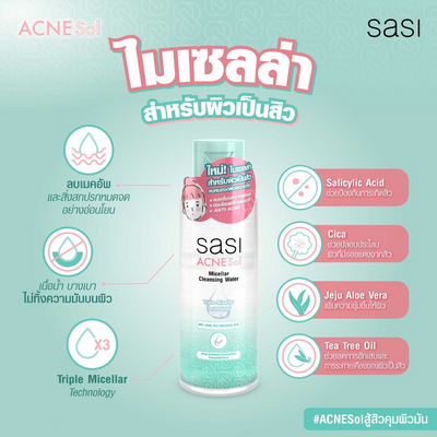 Sasi Acne Sol Micellar Cleansing Water for acne-prone skin