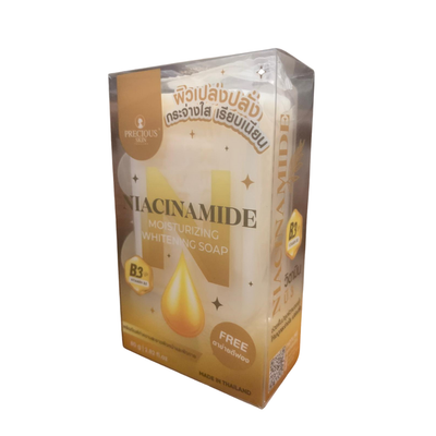 Niacinamide moisturizing whitening soap packaging on a white background