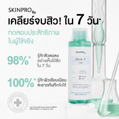 Applying SKINPRO Rx Acne X Toner on face
