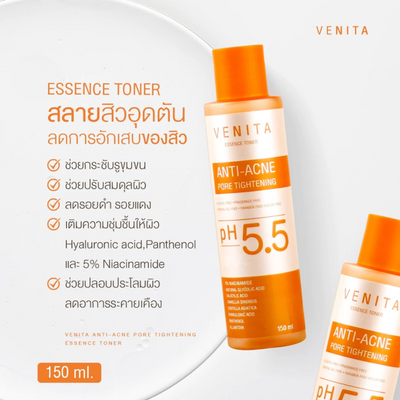 Applying Venita Anti-Acne Essence Toner on face